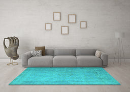 Machine Washable Persian Turquoise Traditional Area Rugs in a Living Room,, wshtr3642turq