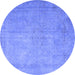 Round Persian Blue Traditional Rug, tr3642blu