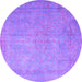 Round Persian Purple Traditional Rug, tr3642pur