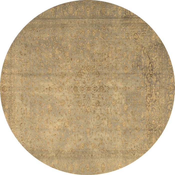 Round Persian Brown Traditional Rug, tr3642brn