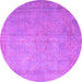 Round Machine Washable Persian Pink Traditional Rug, wshtr3642pnk