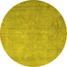 Round Persian Yellow Traditional Rug, tr3642yw