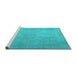 Sideview of Machine Washable Persian Turquoise Traditional Area Rugs, wshtr3642turq