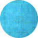 Round Persian Light Blue Traditional Rug, tr3642lblu