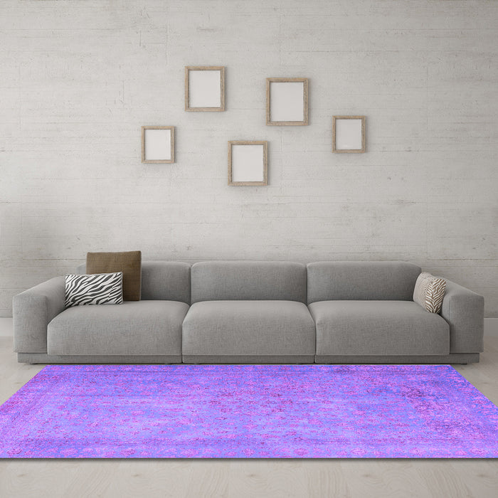 Machine Washable Persian Purple Traditional Area Rugs in a Living Room, wshtr3642pur