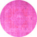 Round Persian Pink Traditional Rug, tr3643pnk