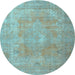 Round Persian Light Blue Traditional Rug, tr3643lblu