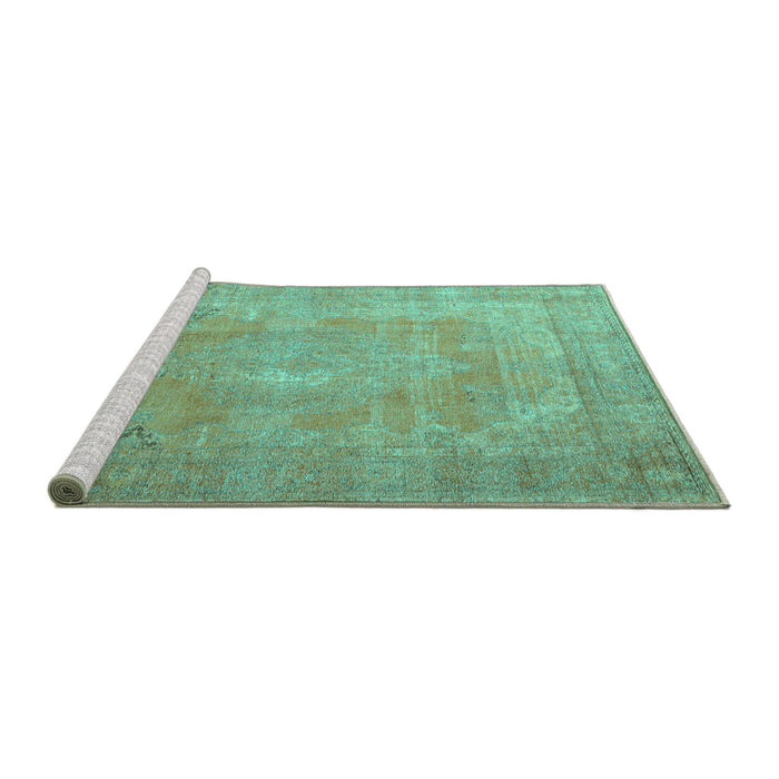 Sideview of Machine Washable Persian Turquoise Traditional Area Rugs, wshtr3643turq