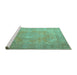 Sideview of Machine Washable Persian Turquoise Traditional Area Rugs, wshtr3643turq