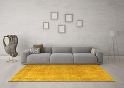 Machine Washable Persian Yellow Traditional Rug in a Living Room, wshtr3643yw