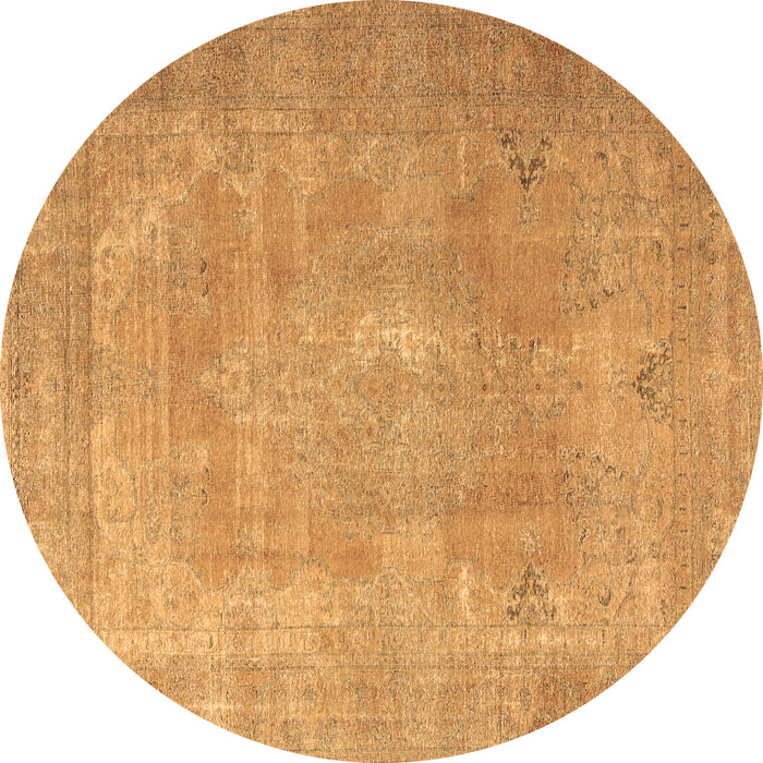 Round Persian Brown Traditional Rug, tr3643brn