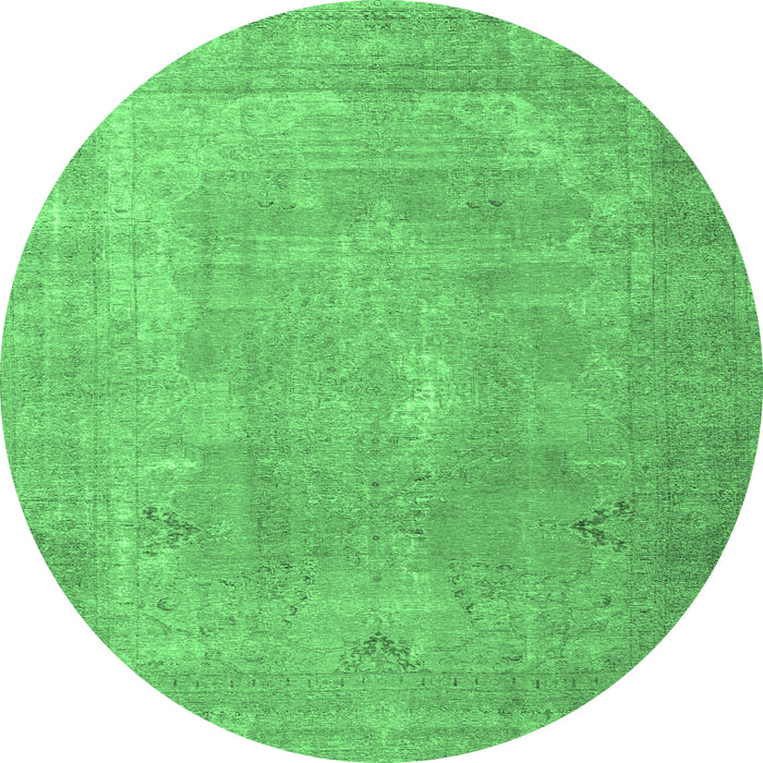 Round Persian Emerald Green Traditional Rug, tr3643emgrn