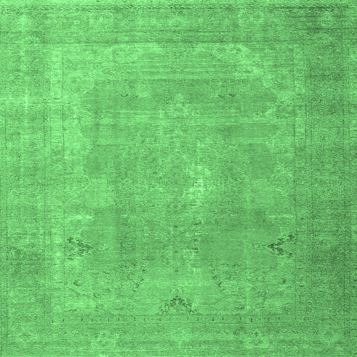 Square Machine Washable Persian Emerald Green Traditional Area Rugs, wshtr3643emgrn