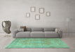 Machine Washable Persian Turquoise Traditional Area Rugs in a Living Room,, wshtr3643turq