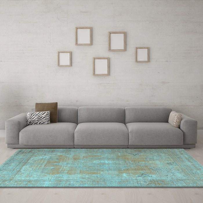 Machine Washable Persian Light Blue Traditional Rug in a Living Room, wshtr3643lblu