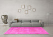 Machine Washable Persian Pink Traditional Rug in a Living Room, wshtr3643pnk