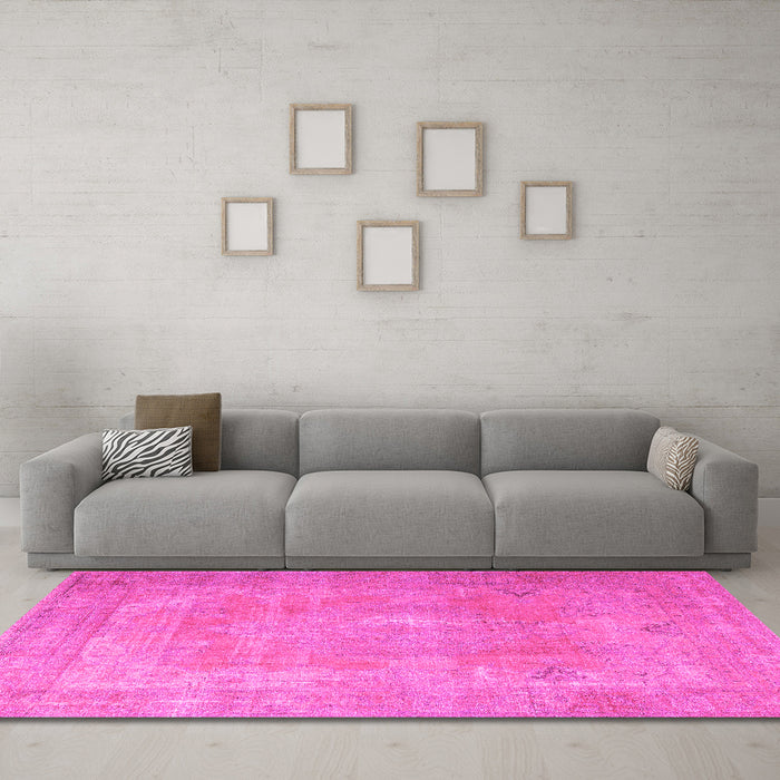 Machine Washable Persian Pink Traditional Rug in a Living Room, wshtr3643pnk