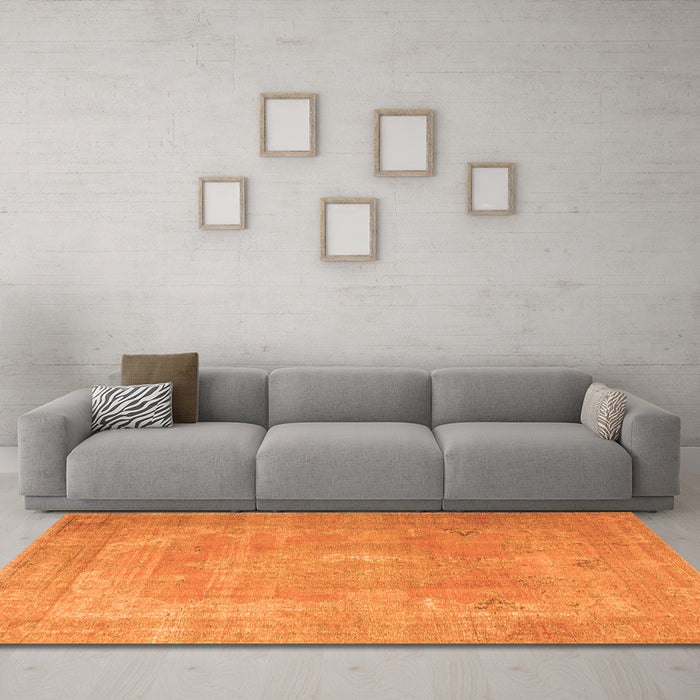 Machine Washable Persian Orange Traditional Area Rugs in a Living Room, wshtr3643org