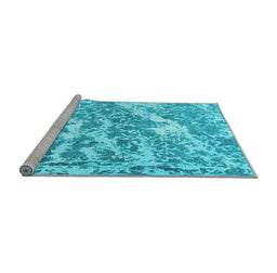 Sideview of Machine Washable Persian Light Blue Traditional Rug, wshtr3644lblu