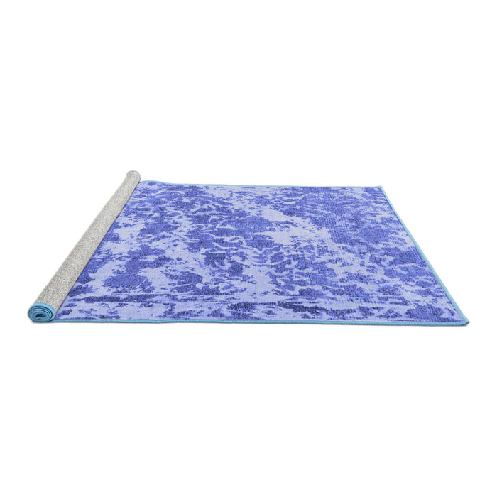 Sideview of Machine Washable Persian Blue Traditional Rug, wshtr3644blu