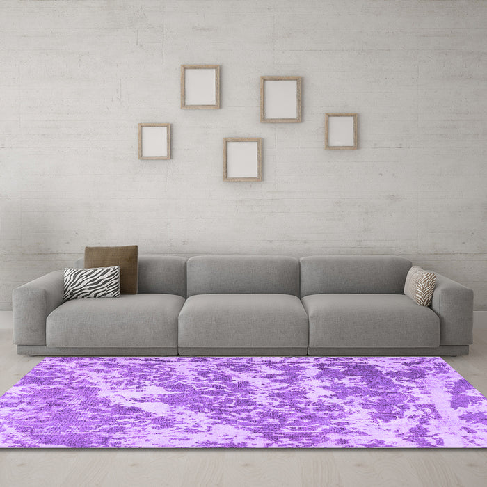 Machine Washable Persian Purple Traditional Area Rugs in a Living Room, wshtr3644pur