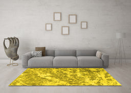 Machine Washable Persian Yellow Traditional Rug in a Living Room, wshtr3644yw