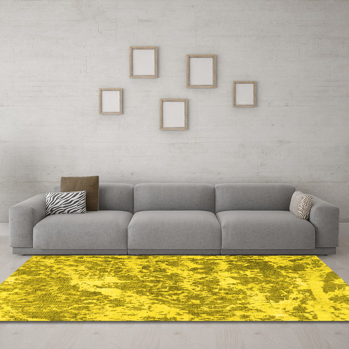 Machine Washable Persian Yellow Traditional Rug in a Living Room, wshtr3644yw
