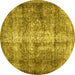 Round Persian Yellow Traditional Rug, tr3645yw