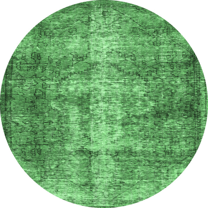 Round Persian Emerald Green Traditional Rug, tr3645emgrn