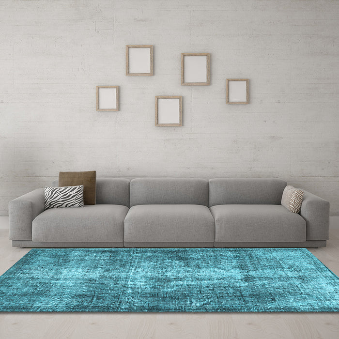 Machine Washable Persian Light Blue Traditional Rug in a Living Room, wshtr3645lblu