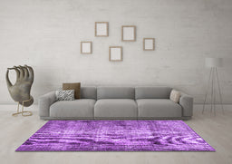 Machine Washable Persian Purple Traditional Area Rugs in a Living Room, wshtr3645pur