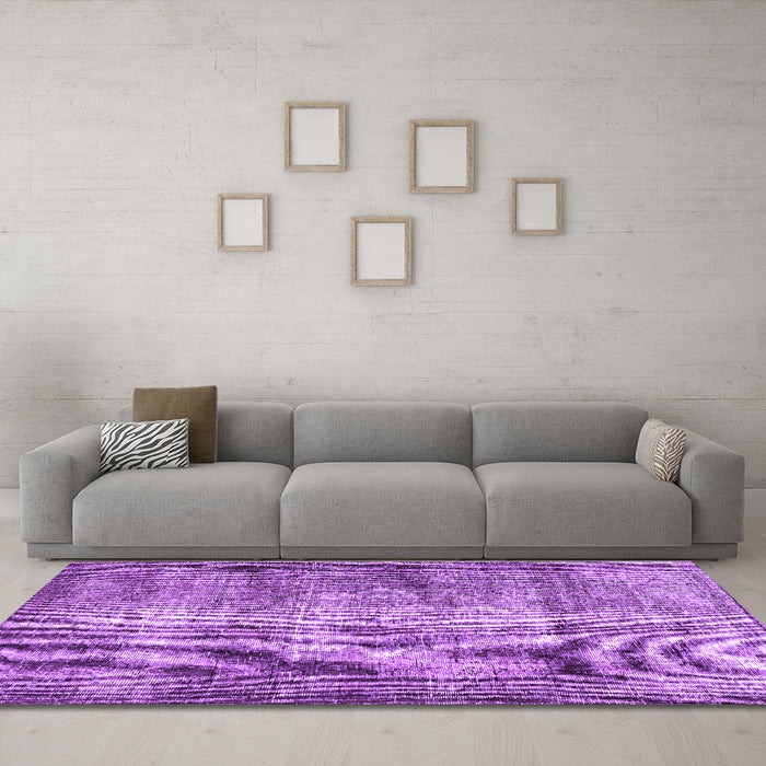 Machine Washable Persian Purple Traditional Area Rugs in a Living Room, wshtr3645pur