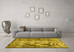 Machine Washable Persian Yellow Traditional Rug in a Living Room, wshtr3645yw