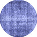 Round Persian Blue Traditional Rug, tr3645blu