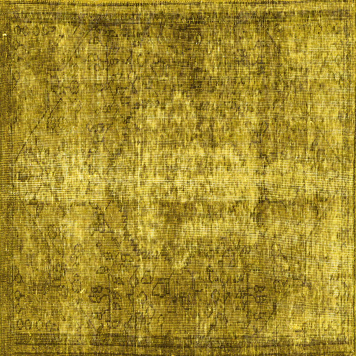 Square Machine Washable Persian Yellow Traditional Rug, wshtr3645yw