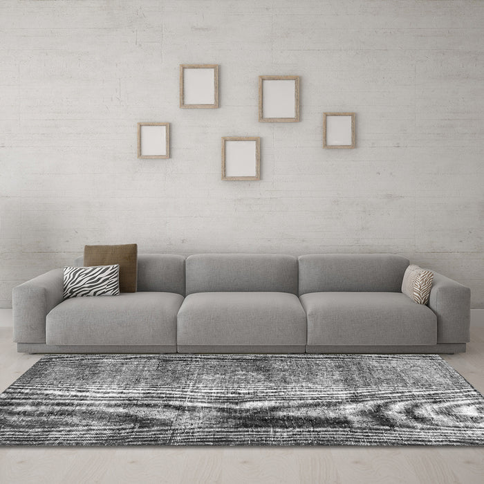 Machine Washable Persian Gray Traditional Rug in a Living Room,, wshtr3645gry