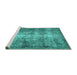 Sideview of Machine Washable Persian Turquoise Traditional Area Rugs, wshtr3645turq