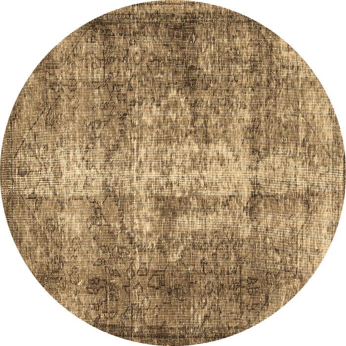 Round Persian Brown Traditional Rug, tr3645brn