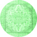 Round Persian Emerald Green Traditional Rug, tr3646emgrn