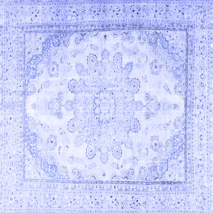 Square Machine Washable Persian Blue Traditional Rug, wshtr3646blu