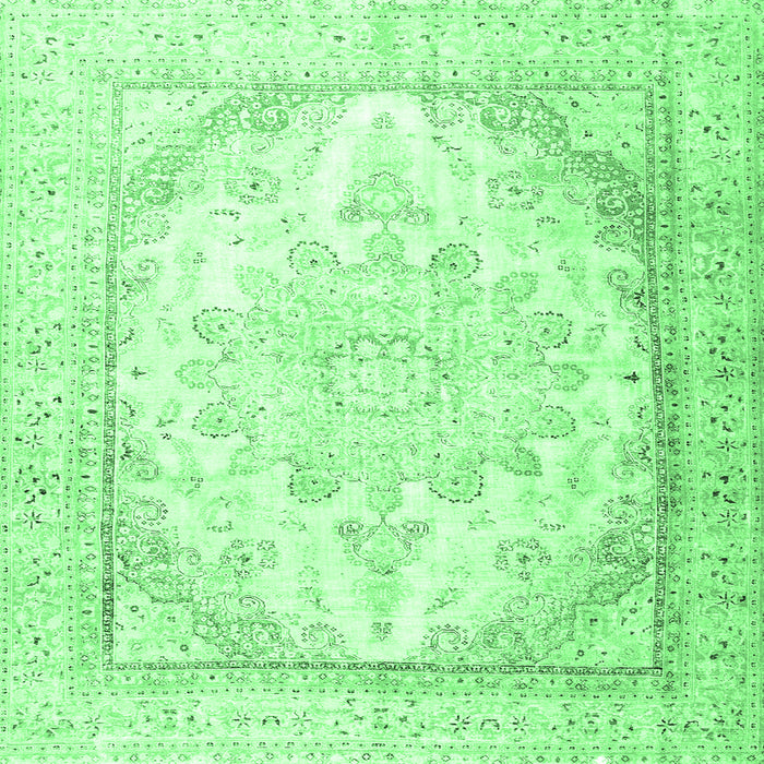 Square Machine Washable Persian Emerald Green Traditional Area Rugs, wshtr3646emgrn