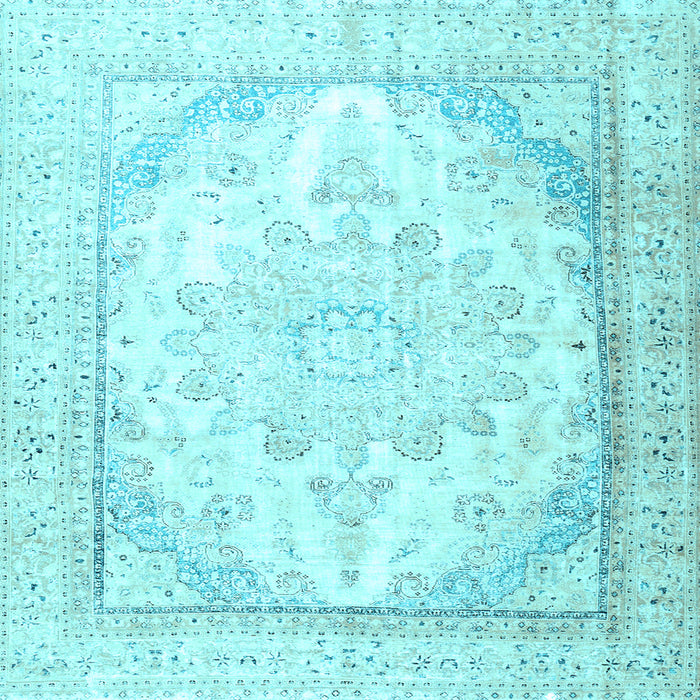 Square Machine Washable Persian Light Blue Traditional Rug, wshtr3646lblu