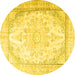 Round Persian Yellow Traditional Rug, tr3646yw