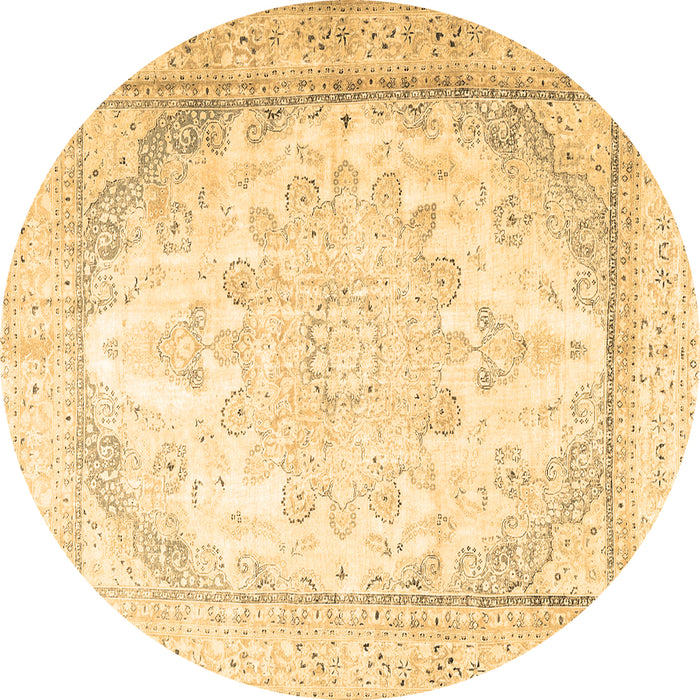 Round Persian Brown Traditional Rug, tr3646brn