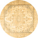 Round Persian Brown Traditional Rug, tr3646brn