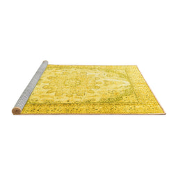 Sideview of Machine Washable Persian Yellow Traditional Rug, wshtr3646yw