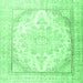 Square Persian Emerald Green Traditional Rug, tr3646emgrn
