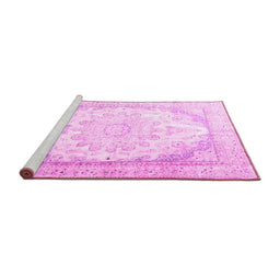 Sideview of Machine Washable Persian Pink Traditional Rug, wshtr3646pnk