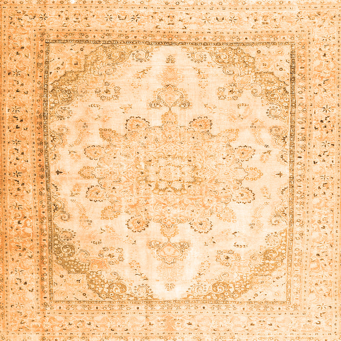 Round Machine Washable Persian Orange Traditional Area Rugs, wshtr3646org