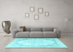 Machine Washable Persian Light Blue Traditional Rug in a Living Room, wshtr3646lblu
